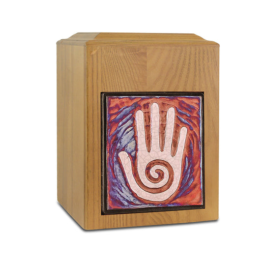 Raku Wood Hand Cremation Urn
