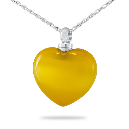 Gold Glass Heart Necklace Keepsake