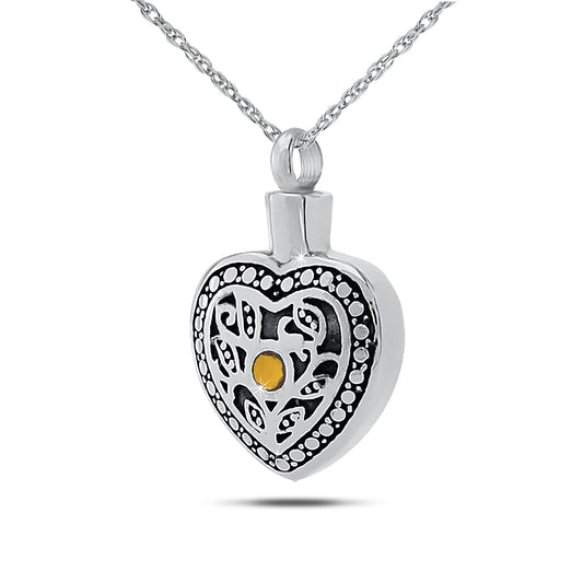 November w/ Citrine Stainless Steel Keepsake