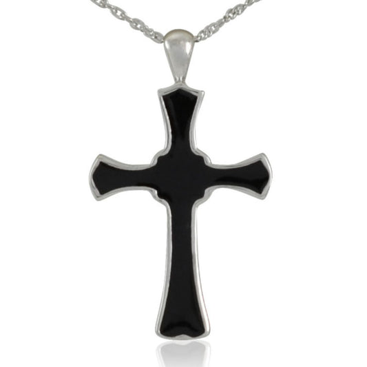 Mens Black Cross Keepsake Pendant
